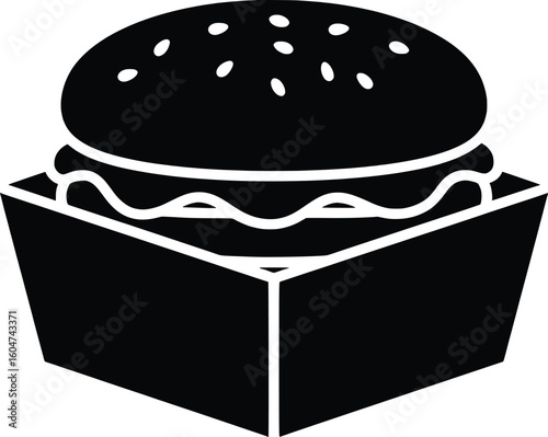 Takeout Burger in Box Illustration