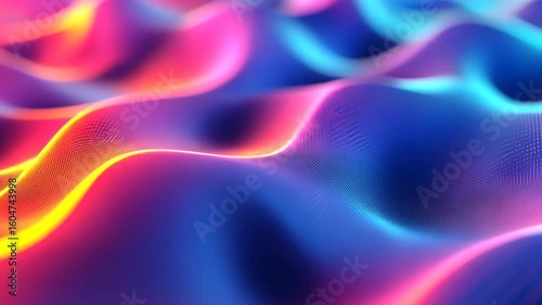Striking 3D design, abstract mesh wave with gradient colors, forming a fluid and dynamic visual texture. 3d backgrounds