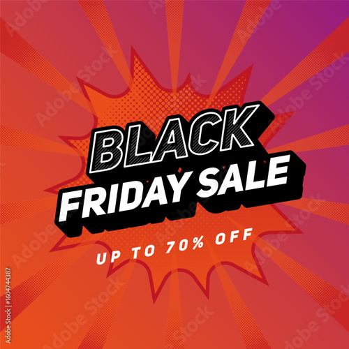 Bold, eye-grabbing, and built for impact—this Black Friday banner bursts with urgency and style. Ideal for e-commerce brands, promotional campaigns, and seasonal advertising that needs to convert fast