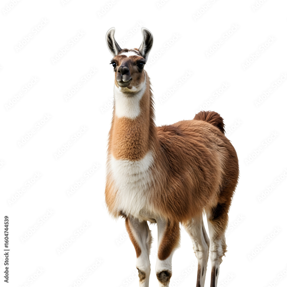Fototapeta premium Full Shot of a Llama Against a White Background.