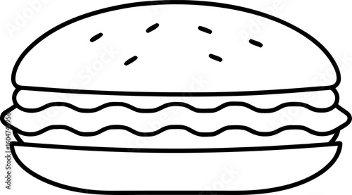 Raw Hamburger Patty Outline Graphic Vector
