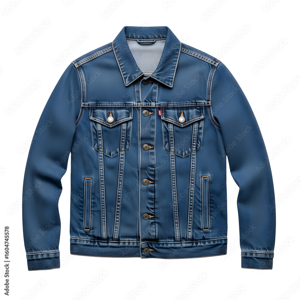 Naklejka premium Detailed Graphic Design of a Dark Blue Denim Jacket.