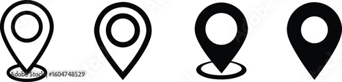Location Pin Icon Set for Maps and GPS.