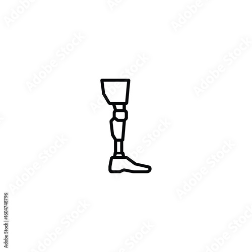 Robotic prosthetic leg line art vector icon