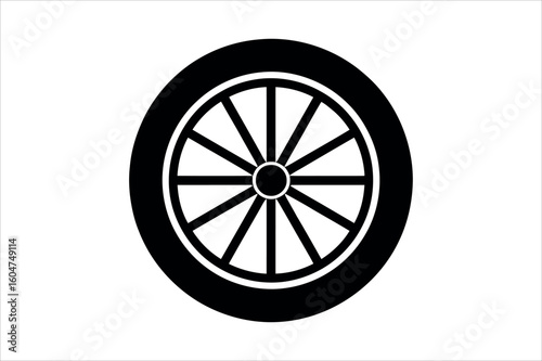 Black spoked wheel on white tire spokes