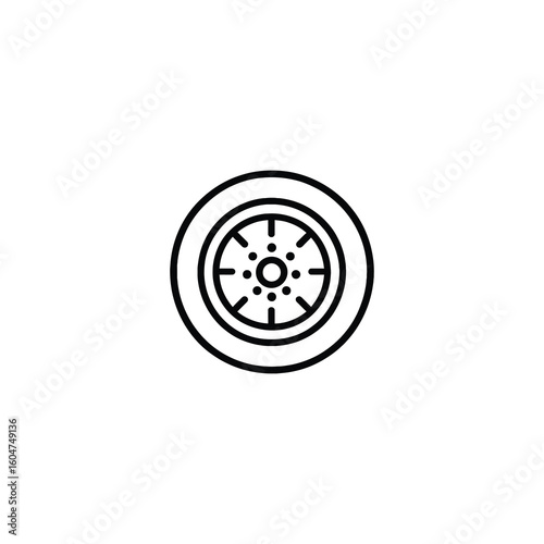 Abstract line art icon of a wheel or tire