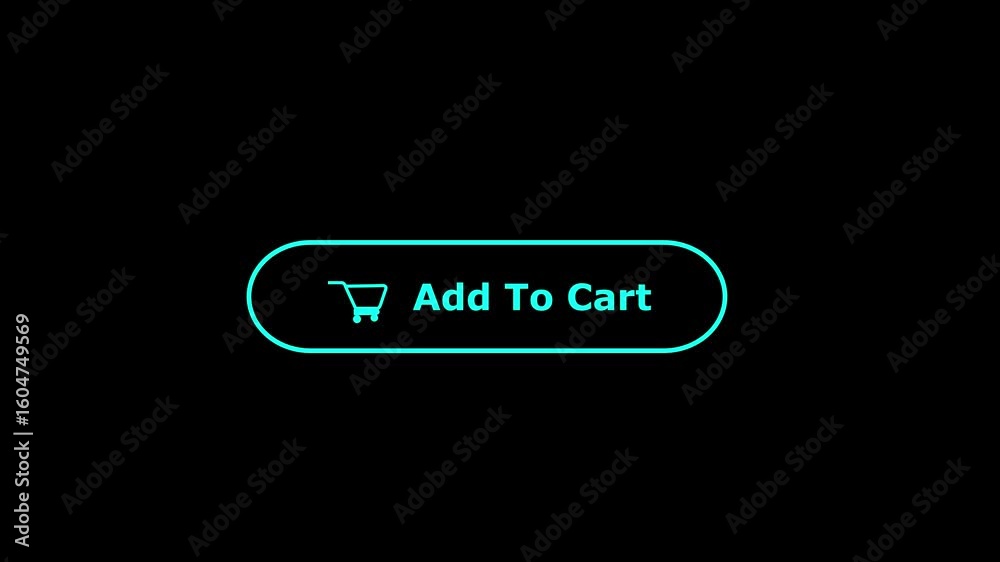  add to cart button isolated on black background digital cyan icon ,interface element icon ,video ,technology video ,