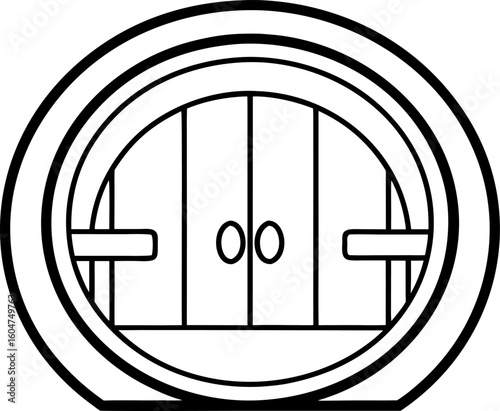 Circular Fantasy Door Outline Illustration