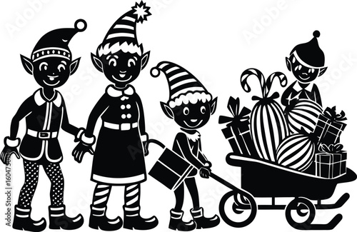 elves helpers elf with candy cane elf carrying