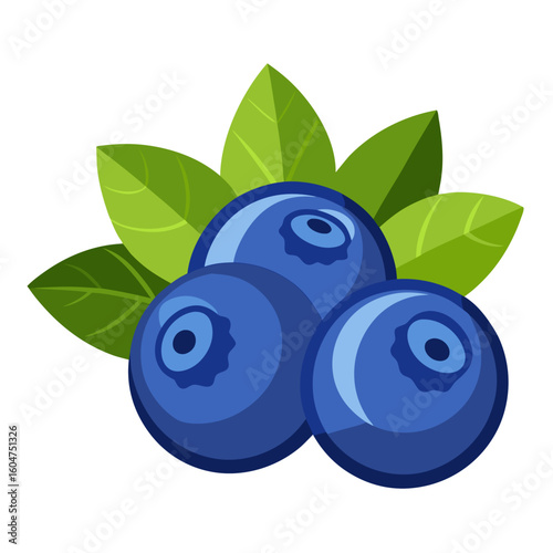 Stylized blueberries with leaves for berry preserves packaging and branding