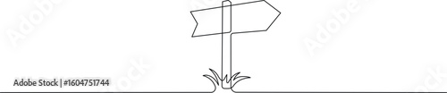 Road Direction in Continuous Line Art. Minimalist Pathway and Navigation Symbol Illustration