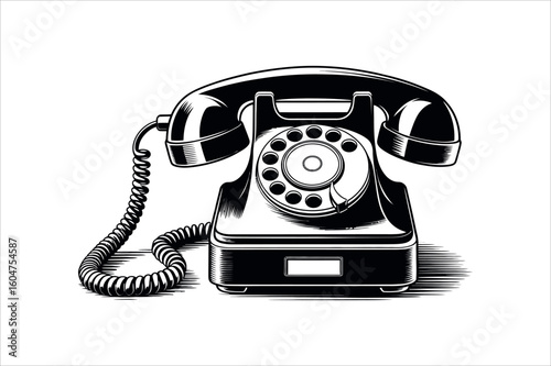 Vintage black rotary telephone with coiled cord vintage telephone