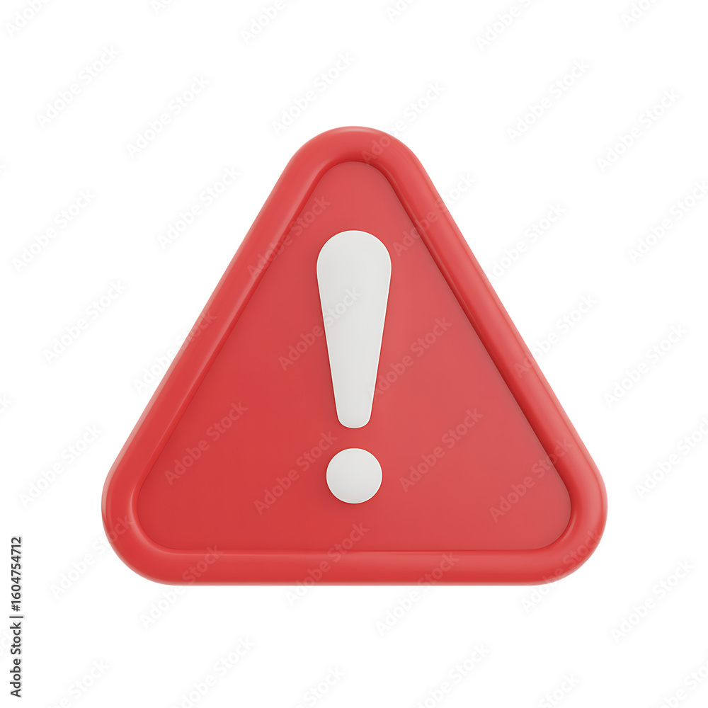 Red warning triangle with exclamation mark isolated on a transparent background alert danger Red warning triangle with exclamation mark isolated on a transparent background alert danger