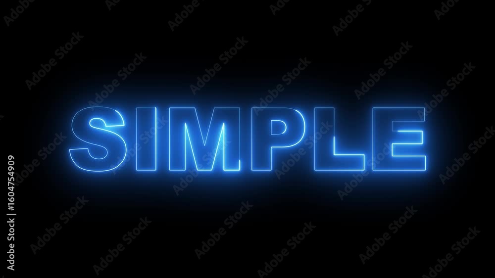 glowing neon simple text animation on  black background. 4k video motion graphic.