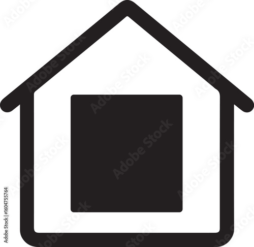 Work from home icon in glyph style, simple solid black silhouette representing a house with a laptop or person working inside. Minimalist and modern design, suitable for apps, websites, and user inter