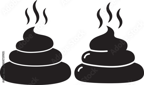 Two steaming piles of poop silhouette