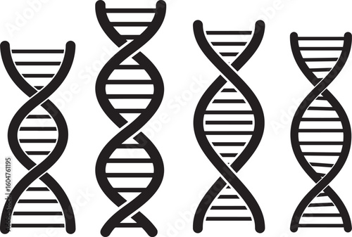 Four dna helix structures silhouette