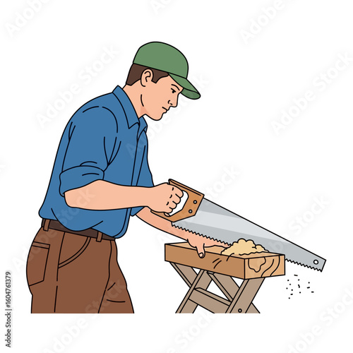 carpenter with a saw