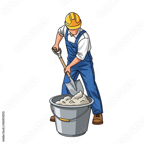 full length portrait of a man holding a bucket
