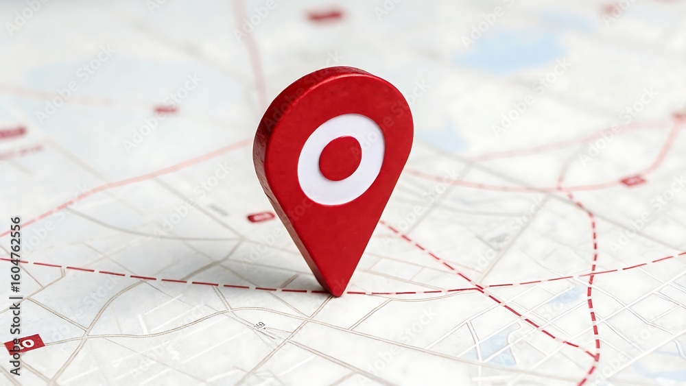 Fototapeta premium Red pin point map address location pointer symbol isolated on white background. AI GENERATED.