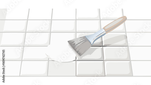 Tile grout repair and restoration service for bathroom and kitchen tiles with brush application method