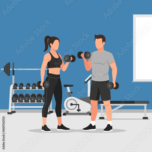 young couple doing fitness exercise
