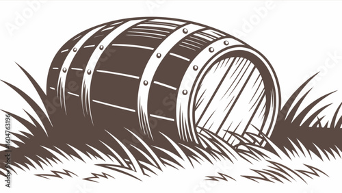Vintage wooden barrel vector illustration for brewery, distillery or winery design and decoration needs