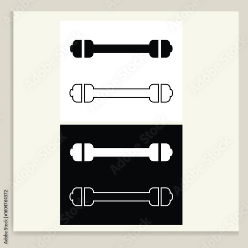 Dumbbell Icons Black and White Variations