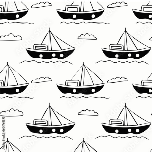 sailing boat icon sealess pattern paper