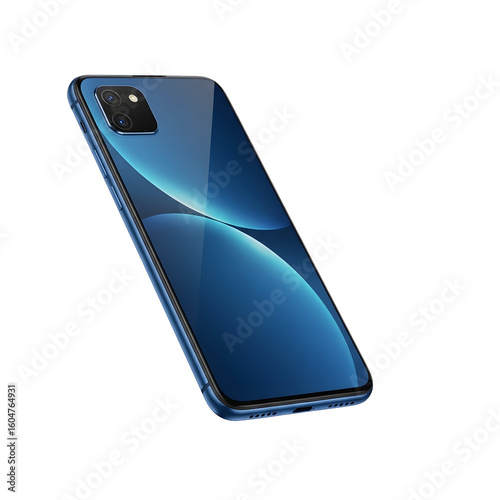 Modern Cobalt Blue Smartphone with Dual Camera.