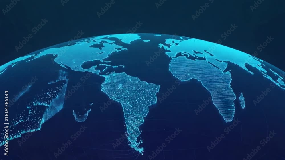 Stunning digital earth globe spinning with bright continents for global business