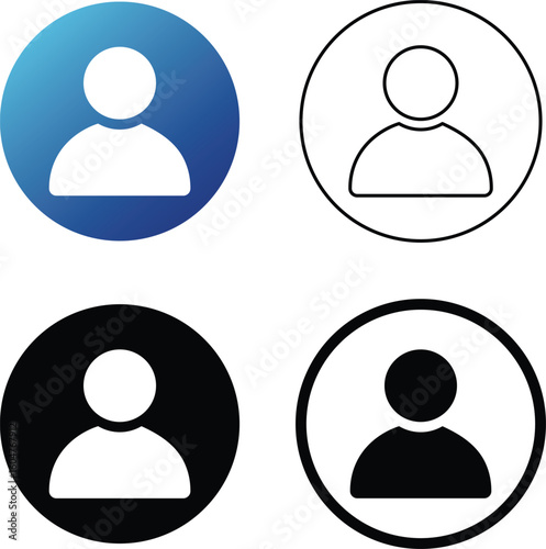 User profile icons set in different styles and circle backgrounds