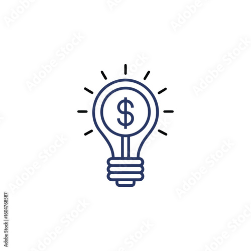 Lightbulb with dollar sign idea symbol isolated on white background