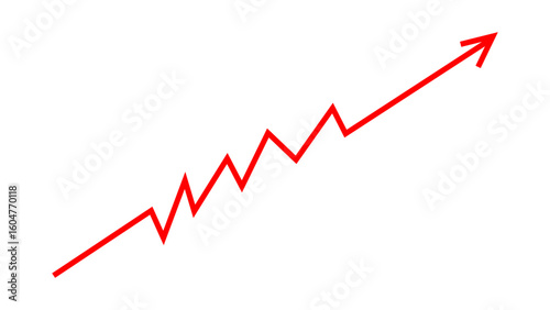 Red arrow graph financial loss increase concept, red arrow inflation grow up, debt increase, business loss increase. Vector illustration.