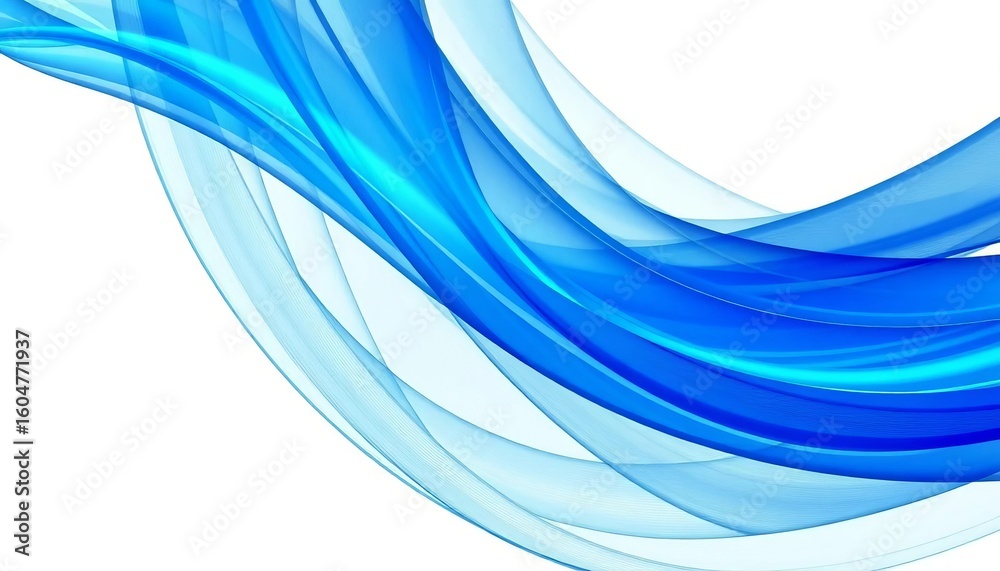 Fototapeta premium Abstract swirling blue lines forming a wave pattern on a white background , ocean, bright