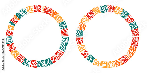 Black history month Borders and Frames, Frames for Juneteenth with space for text. Colorful abstract circle frame