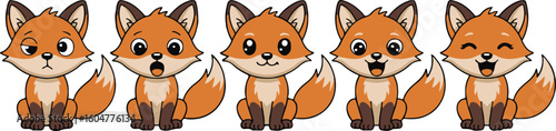 kawaii fox expression pack vector graphic ai eps jpeg png for branding social media