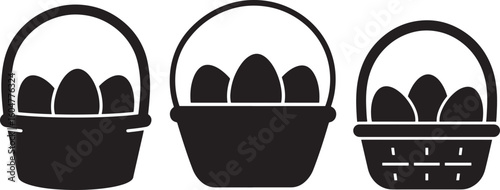Three easter egg baskets silhouette