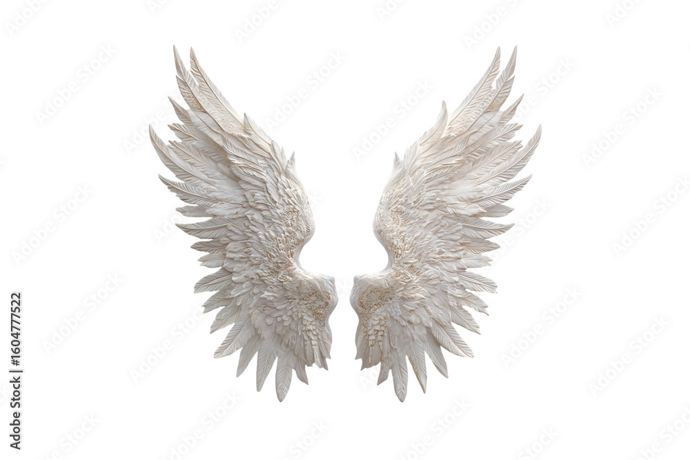 Obraz premium Fluffy white angel wings isolated on transparent background