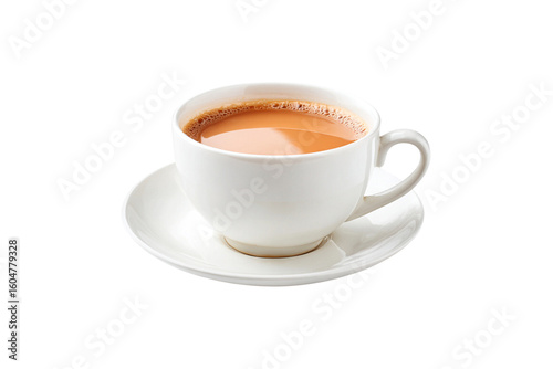 Cup of Milk Tea on Saucer Isolated on Transparent Background