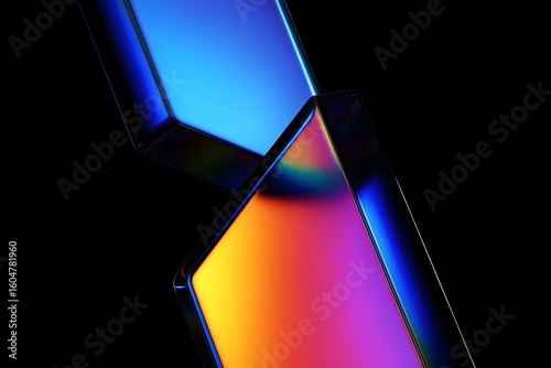 Abstract Curved Spectrum of Light on Dark Background
