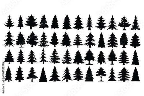 Black evergreen tree silhouettes evergreen trees pine trees