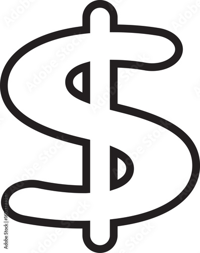 Minimalist Black-and-White Dollar Sign Symbol Design Illustration