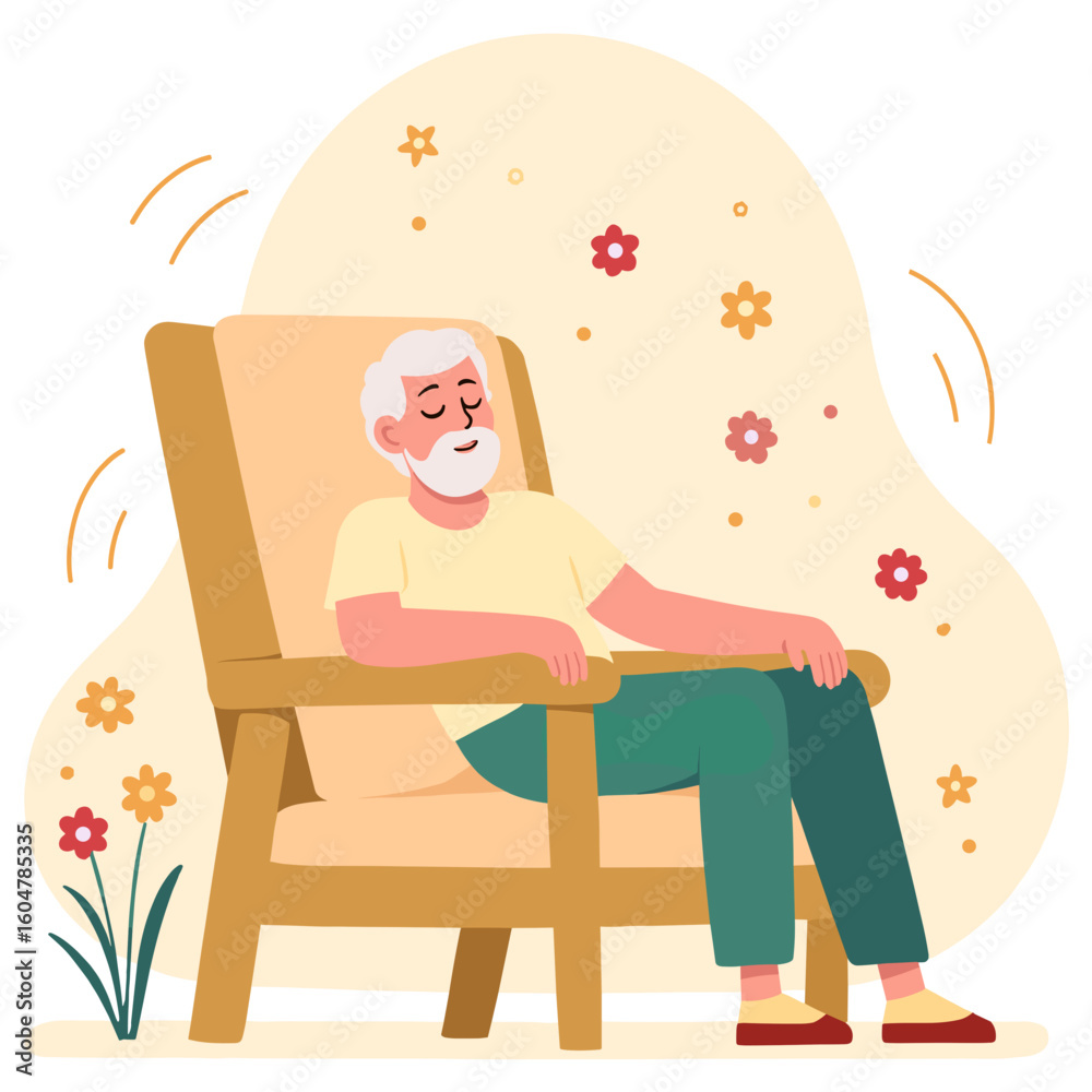 Elderly man resting eyes. Senior taking quiet moment. Mature adult napping indoors. Tired elderly man relaxing. Elderly set