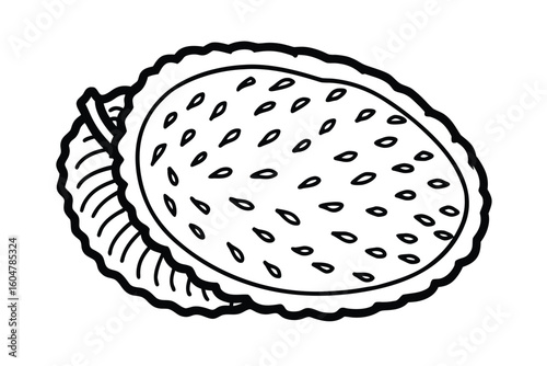 Ripe Jackfruit With Inner Texture Flat Vector