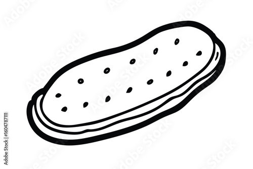 Pickled Cucumber Slice Flat Vector No Text