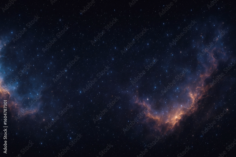 Fototapeta premium Deep space panorama with glowing nebulae and distant stars galaxy cosmos