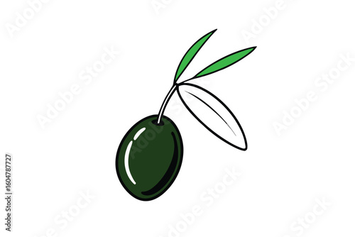 Olive With Leaf Green Flat Vector No Text