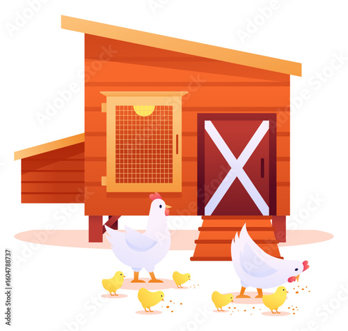 henhouse farm poultry vector illustration