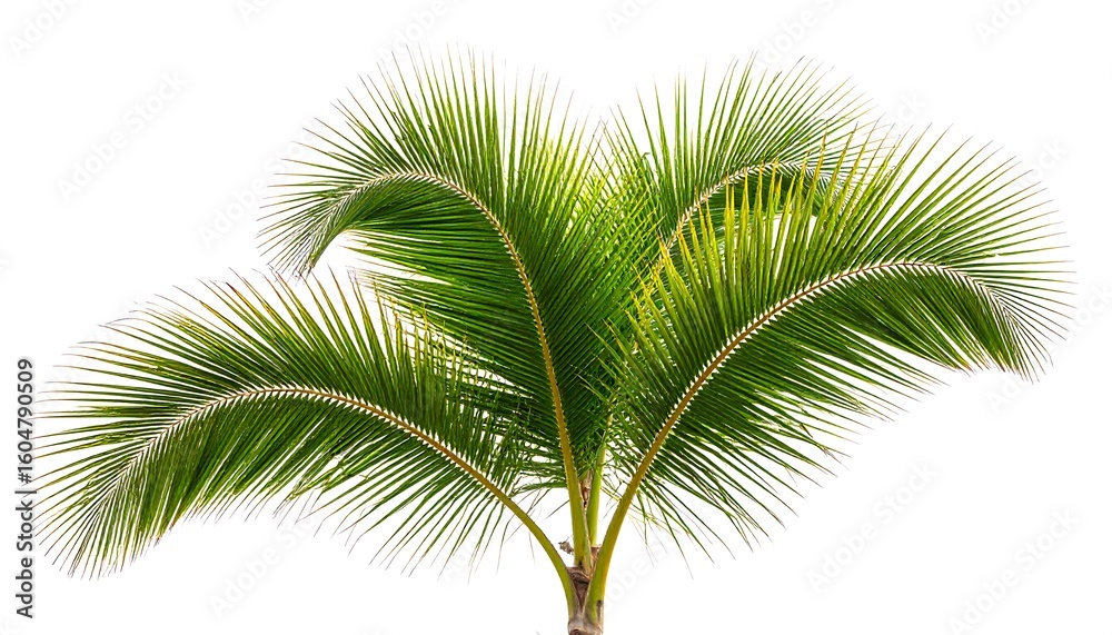 Naklejka premium Tropical palm fronds against white background